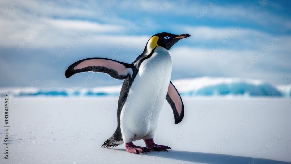 Fototapeta premium Emperor penguin on a snow hill