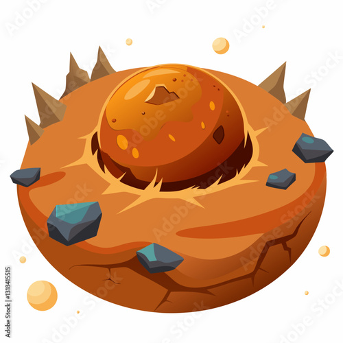 large crater impact site on a barren planet