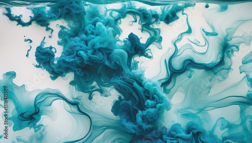Blue ink is blending into the water.