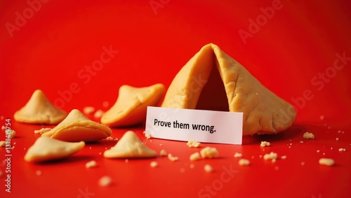 Fortune cookies featuring a motivational message that reads 'Prove them wrong' set against a colorful background.