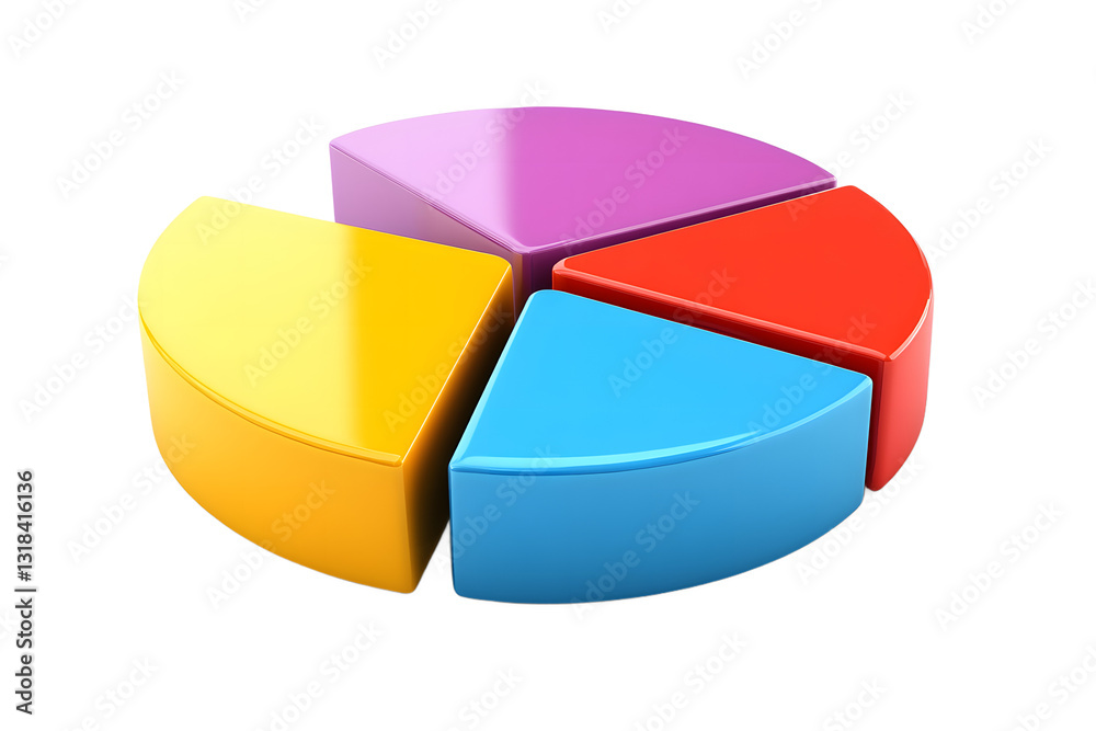 Obraz premium 3D Colorful Pie Chart Icon