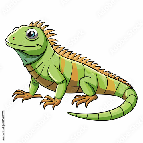 green iguana on white
