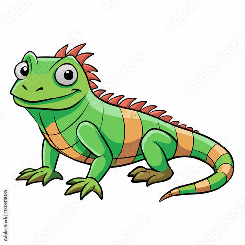green iguana on white