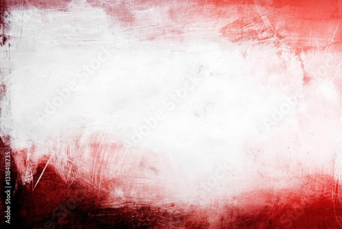 Abstract Grunge Background with White and Red Colors, red grungy background with spotlight background, Scratched bright red paint