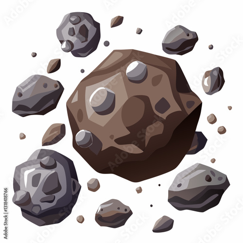 dense asteroid belt with floating rock fragments