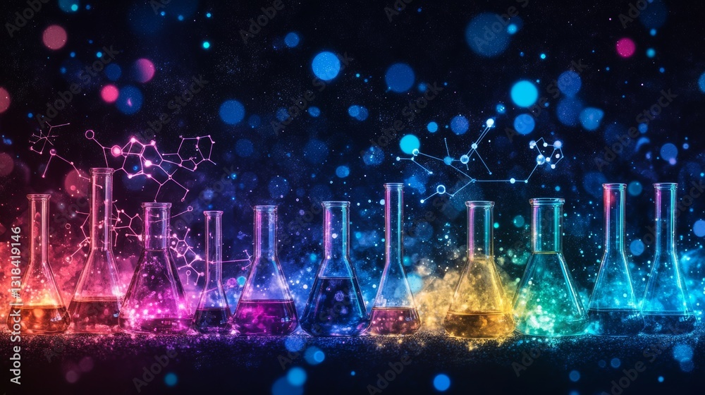 An image of superior quality featuring an array of chemistry instruments and devices, set against a dark backdrop, which highlights the bright, realistic hues An image of superior quality featuring an array of chemistry instruments and devices, set against a dark backdrop, which highlights the bright, realistic hues