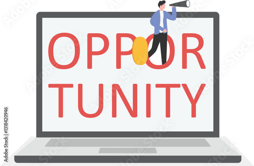 An illustration of a businessman opening a door of opportunity and new opportunities concept
