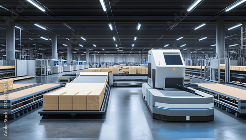 Automated Warehouse Robots Moving Boxes
