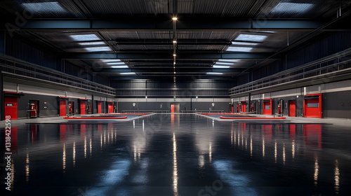 Spacious Industrial Hall Interior With Modern Design