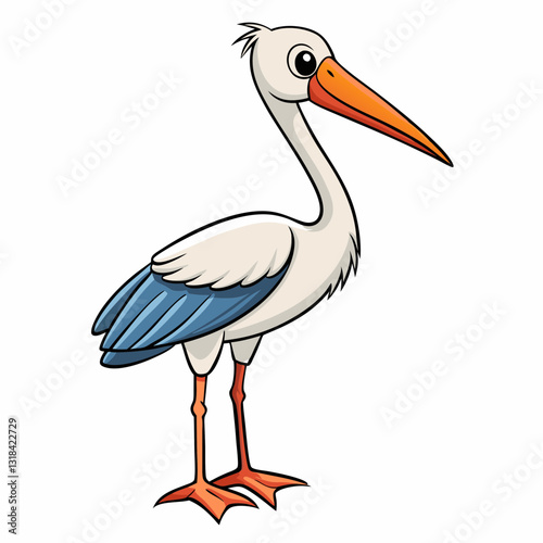 stork on a white background