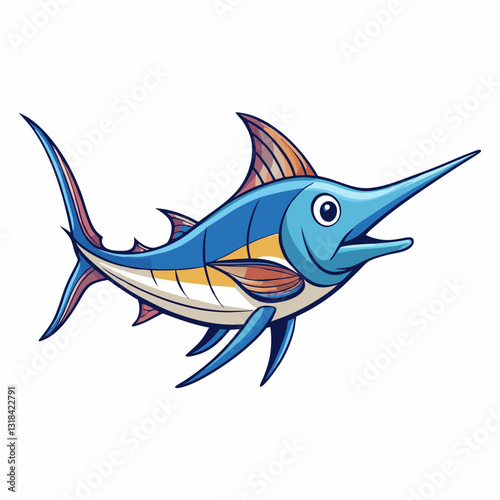 cartoon swordfish vector illustration