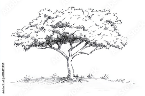 Tree sketch drawn simply, ideal for green product designs.
