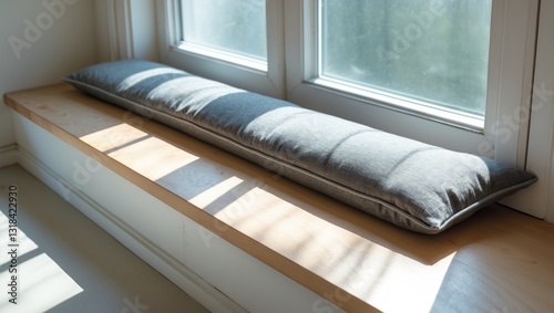 Draft Excluder Placed Under Window Preventing Cold Air From Moving Around