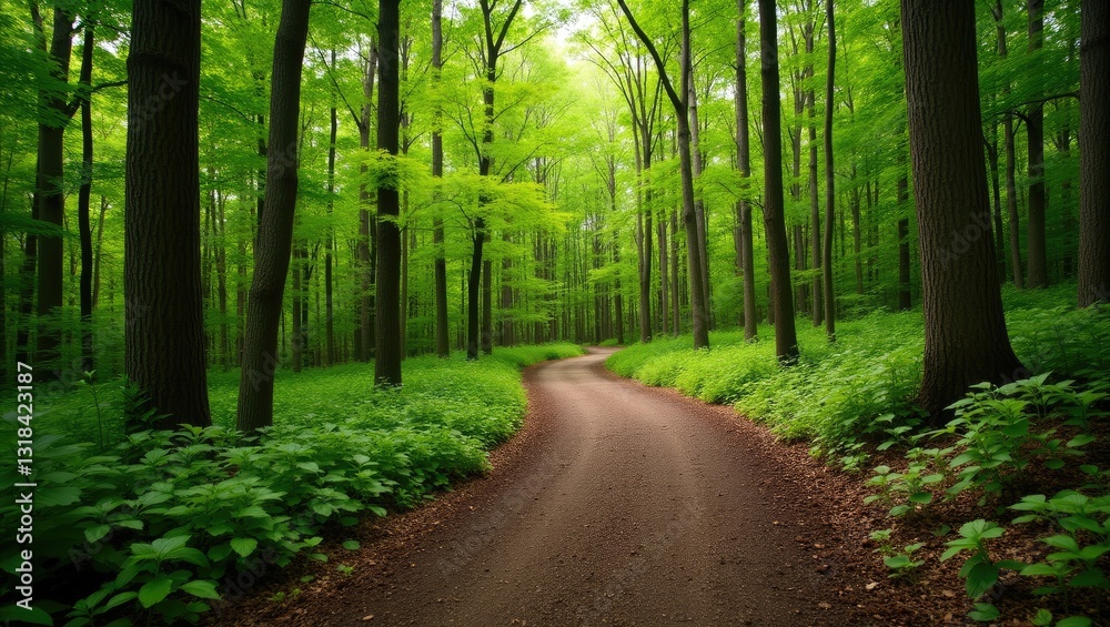 Obraz premium Woods pathway in Effigy Mounds National Monument