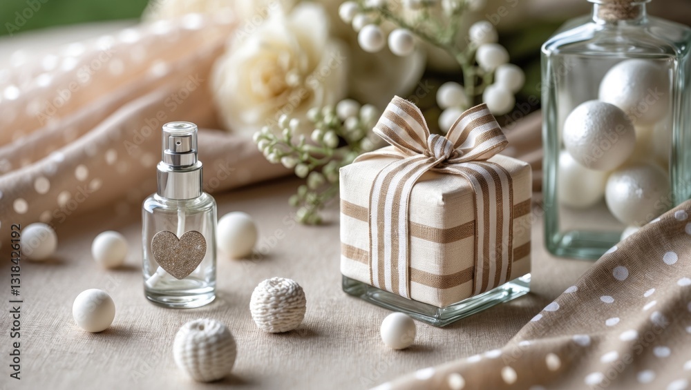 Favors arranged on an outdoor table with boxes for an event. Favors arranged on an outdoor table with boxes for an event.