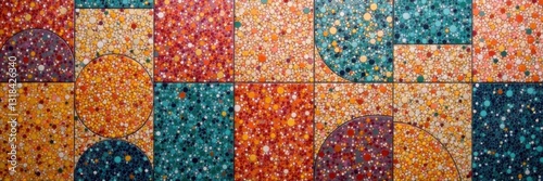Geometric patterned terrazzo slab with contrasting colors and textures, contrast, colors, terrazzo