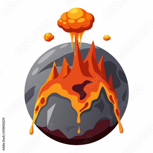 volcanic exoplanet with erupting lava geysers 