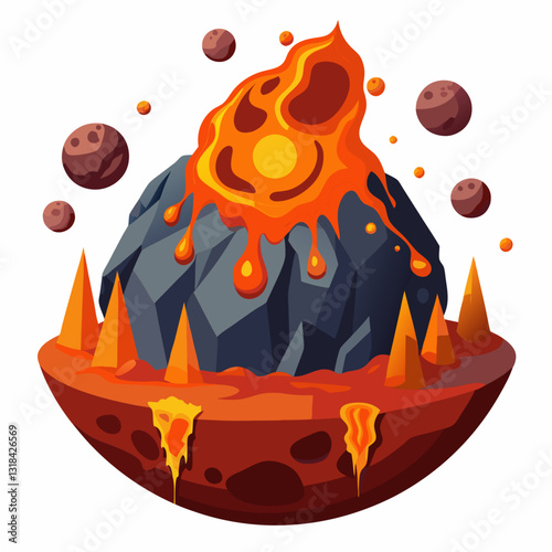 volcanic exoplanet with erupting lava geysers 