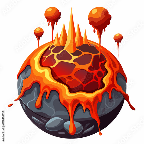 volcanic exoplanet with erupting lava geysers 