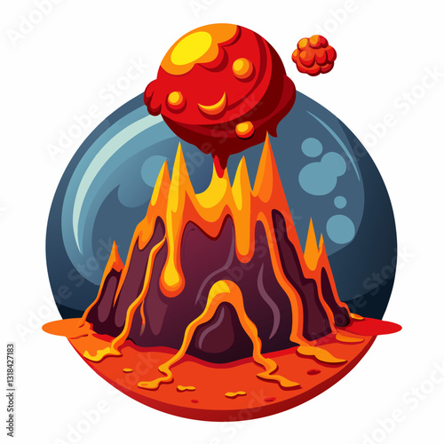 volcanic exoplanet with erupting lava geysers 