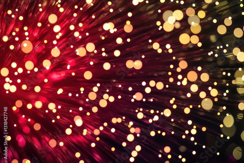 Multicolored crimson and cream fiber optic lights arranged in an overhead view, futuristic vibe.