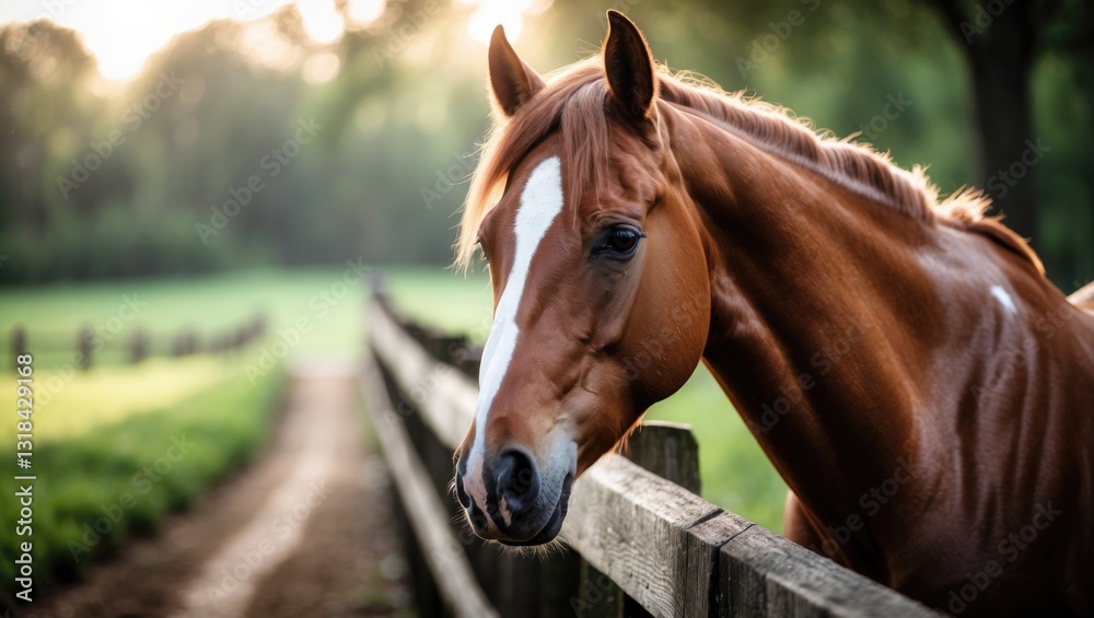 Fototapeta premium Excuse me a WHAT back ride. Portrait of a stunning brown and white horse.