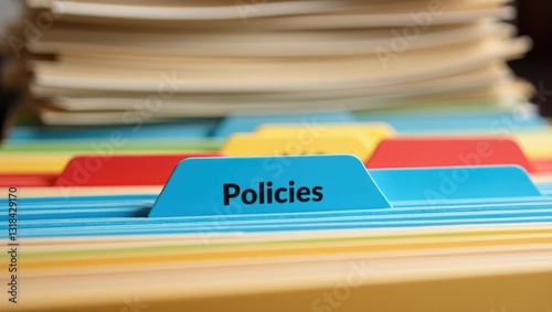 File folders featuring a tab marked Policies