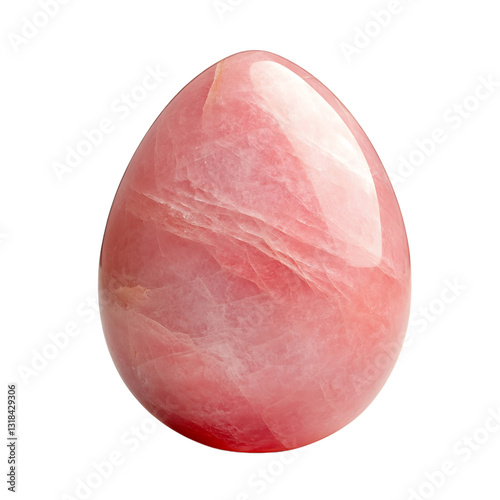 Polished Rose Quartz Stone Egg Isolated on Transparent Background