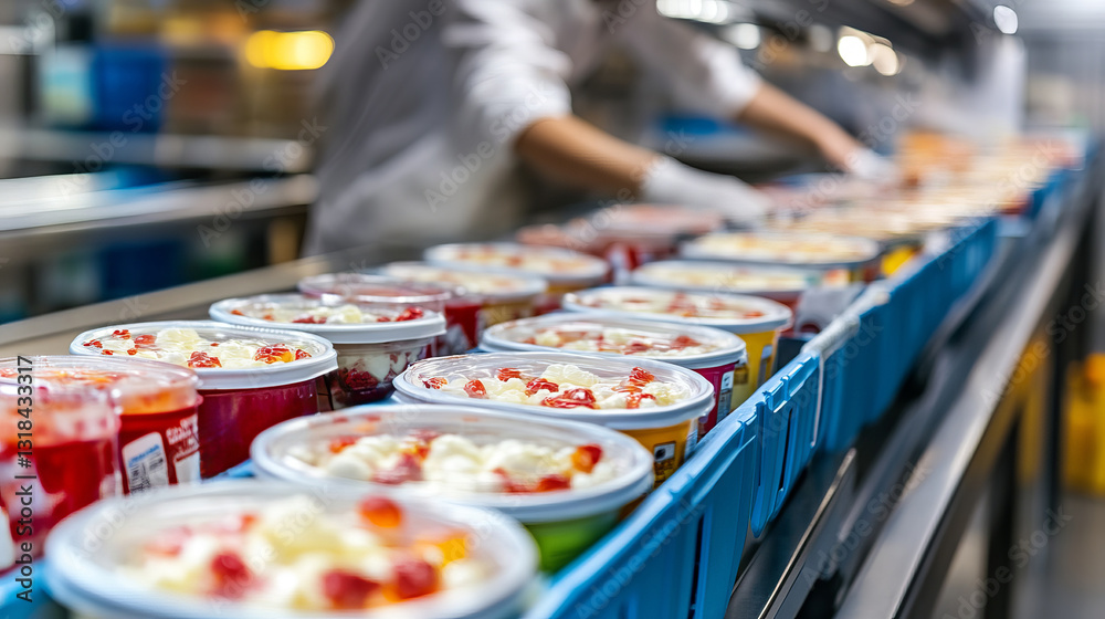 Biochemical Engineer Conducting Food Safety Lab Testing on Containers of Desserts in a Laboratory Biochemical Engineer Conducting Food Safety Lab Testing on Containers of Desserts in a Laboratory