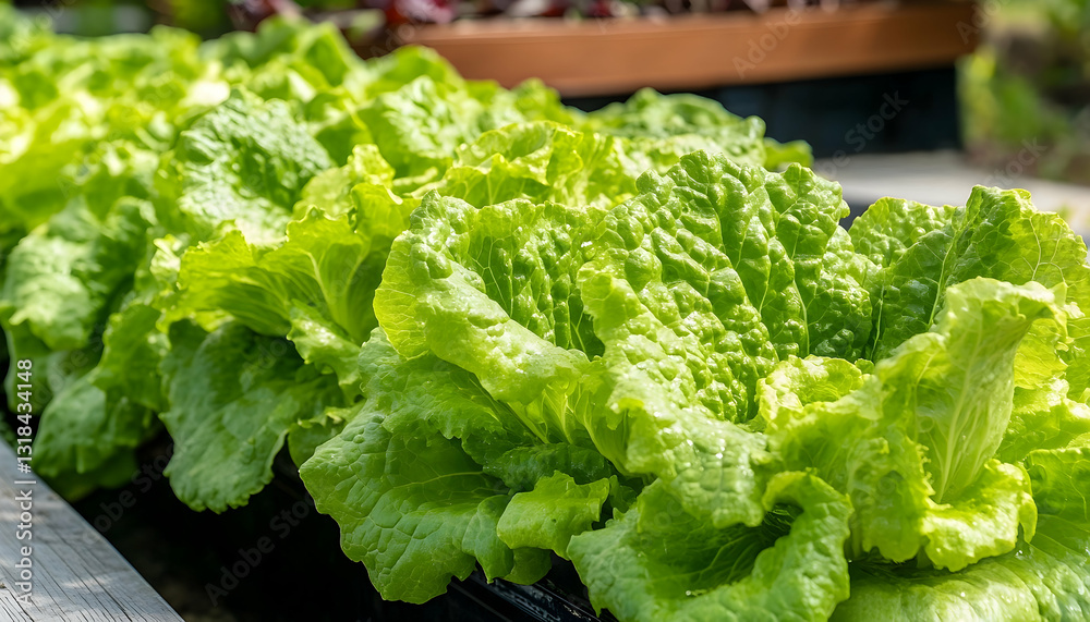 Fresh Green Lettuce in a Raised Garden Bed Fresh Green Lettuce in a Raised Garden Bed