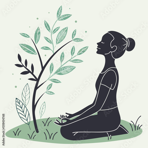 Collection of Young Women Doing Yoga Exercises, Yoga Poses Vector Illustration