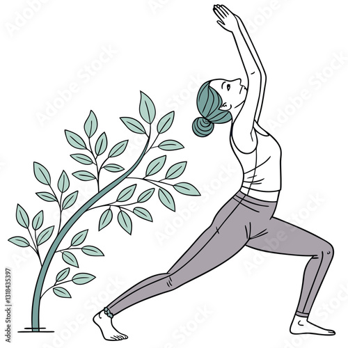 Collection of Young Women Doing Yoga Exercises, Yoga Poses Vector Illustration