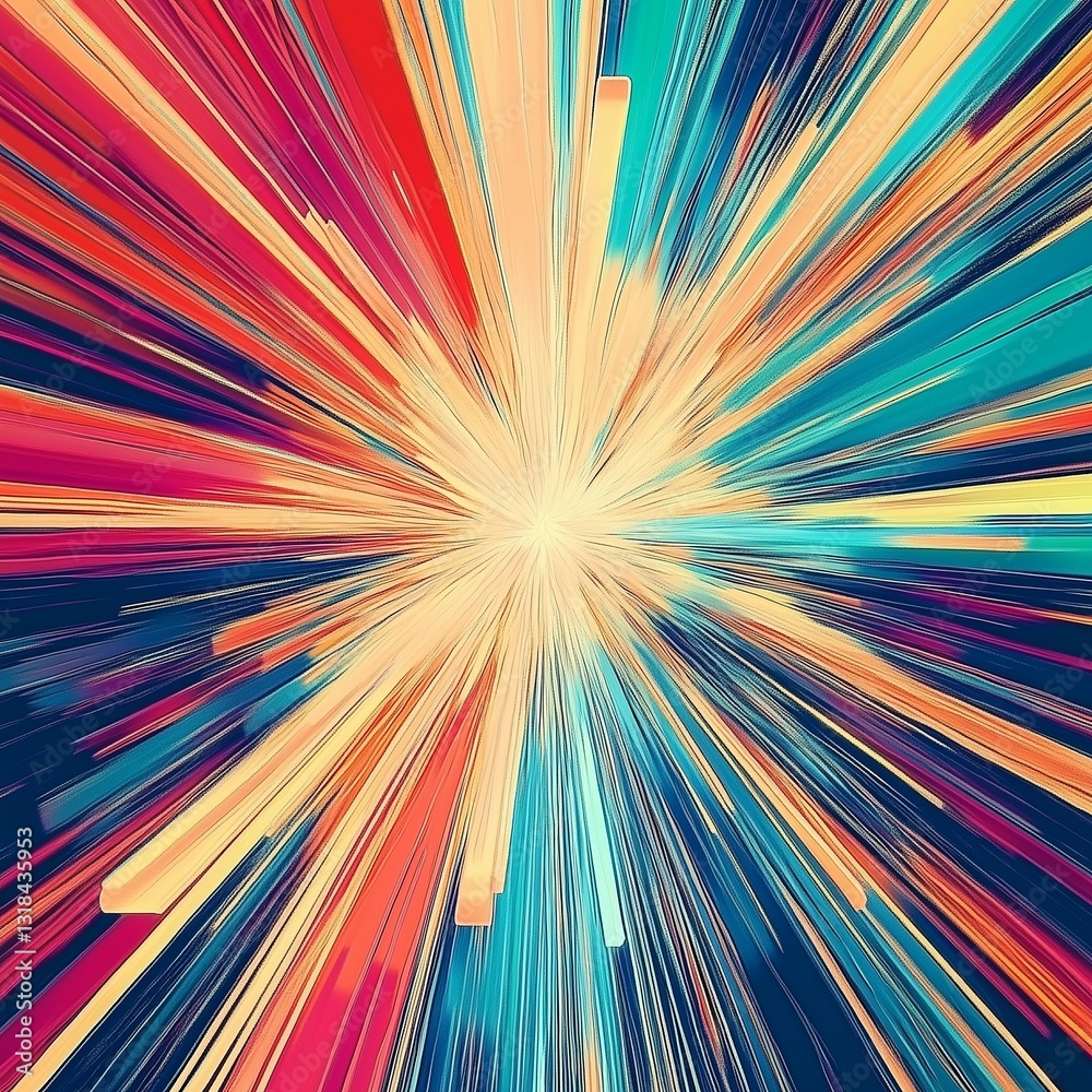 Abstract Art Depicting a Retro-Colored Light Explosion
Abstract Art Depicting a Retro-Colored Light Explosion