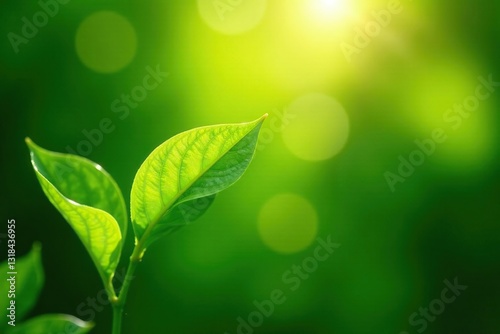 Delicate green leaves unfolding towards sunlight, leafy greens, gardenia, fern