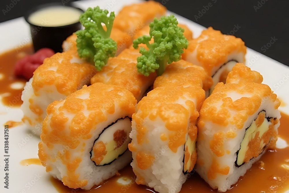Sushi preparation and presentation restaurant food photography indoor close-up culinary art Sushi preparation and presentation restaurant food photography indoor close-up culinary art