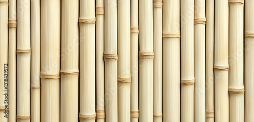 Eco-friendly vertical bamboo slats in light tones, adding warmth and depth.