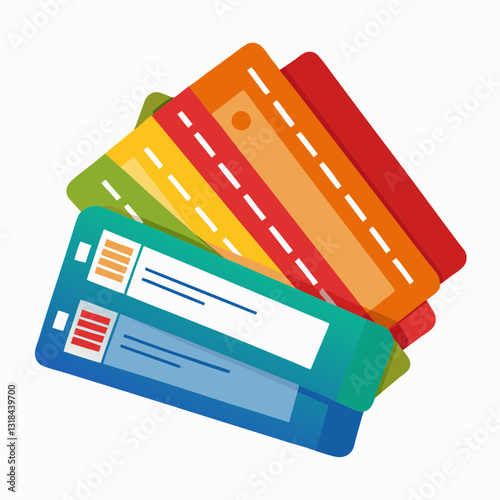 set of colorful boarding passes