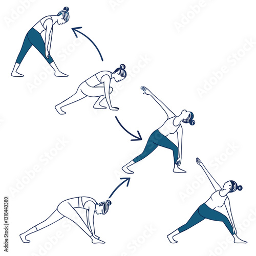 Collection of Young Women Doing Yoga Exercises, Yoga Poses Vector Illustration