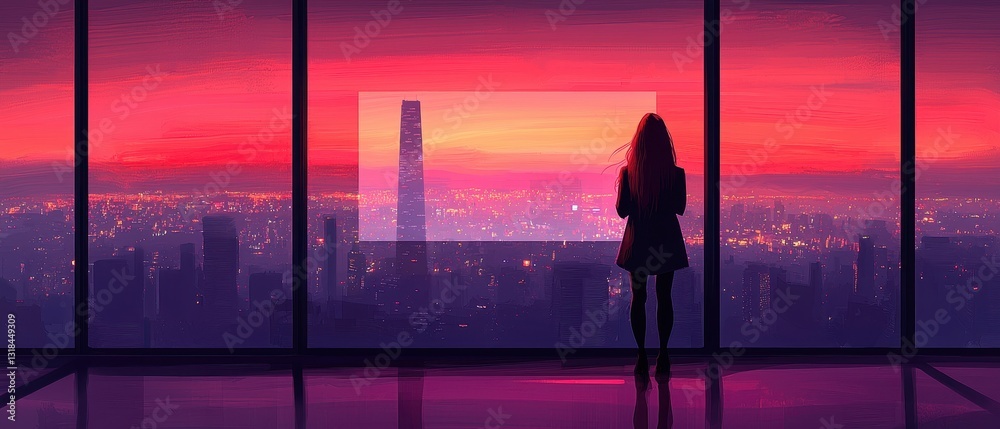 Fototapeta premium Futuristic business technology investment insights startup founder growth in urban landscape