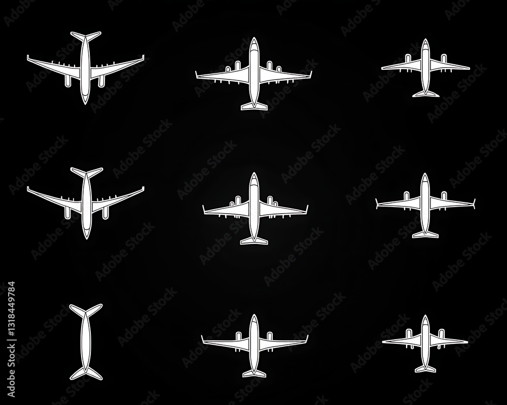 Obraz premium Nine planes overhead, night sky