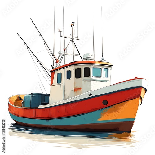 Old fishing boats resting in the harbor on a calm coastal day