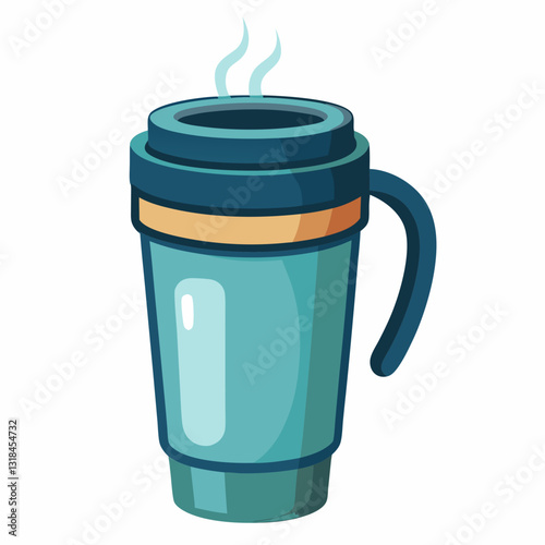 insulated travel mug with steam rising