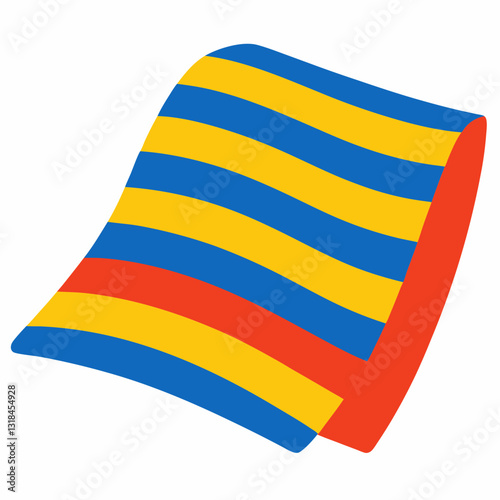 folded beach towel with vibrant stripes 