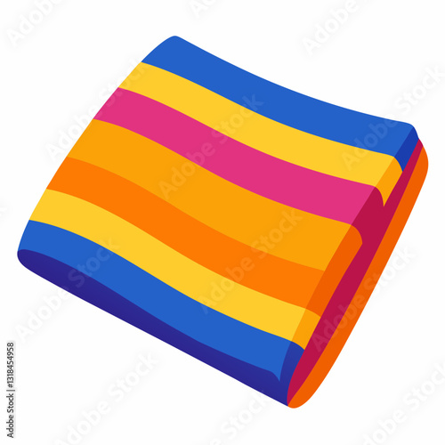 folded beach towel with vibrant stripes 