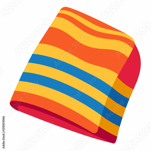 folded beach towel with vibrant stripes 