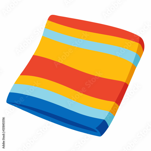 folded beach towel with vibrant stripes 