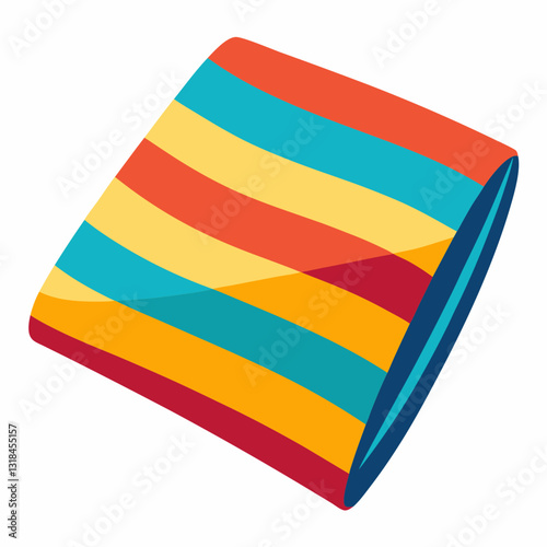 folded beach towel with vibrant stripes 