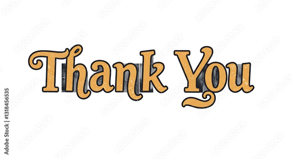 Naklejka premium Vintage-inspired typography 'Thank You' with a distressed texture on white