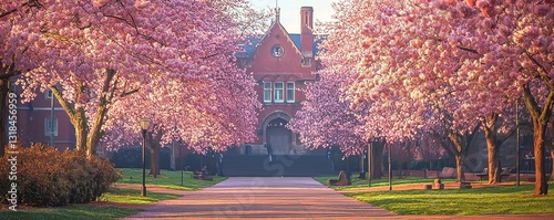 Cherry Blossom Magic: Blue Hues Bloom on America's Architecture Campus photo