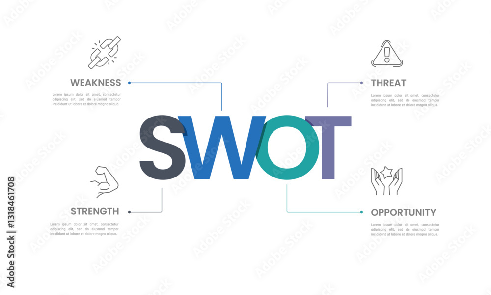 SWOT Analysis Concept Infographic for Strategic Planning Techniques. Presentation, Data, Plan and Strategy. Vector illustration. SWOT Analysis Concept Infographic for Strategic Planning Techniques. Presentation, Data, Plan and Strategy. Vector illustration.